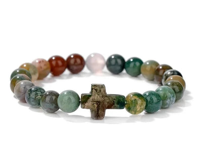 Indian Agate Cross Bracelet