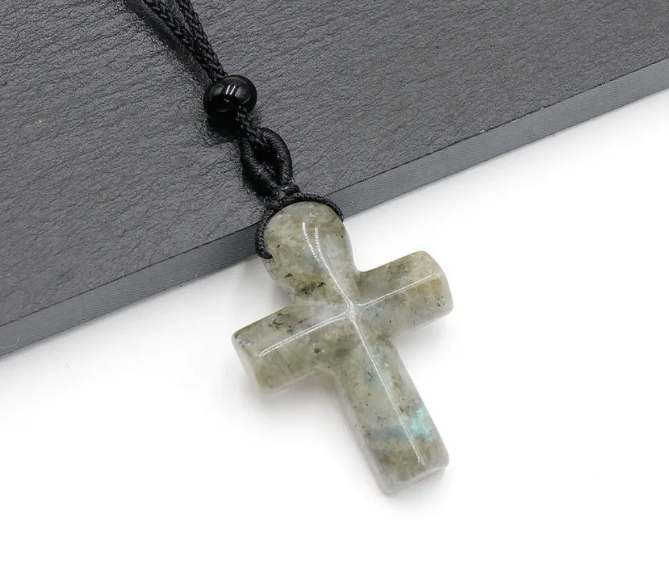 Natural Labradorite Cross