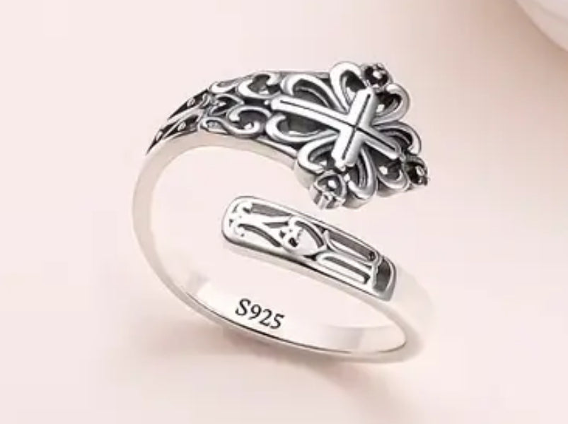 Sterling Cross Spoon Ring