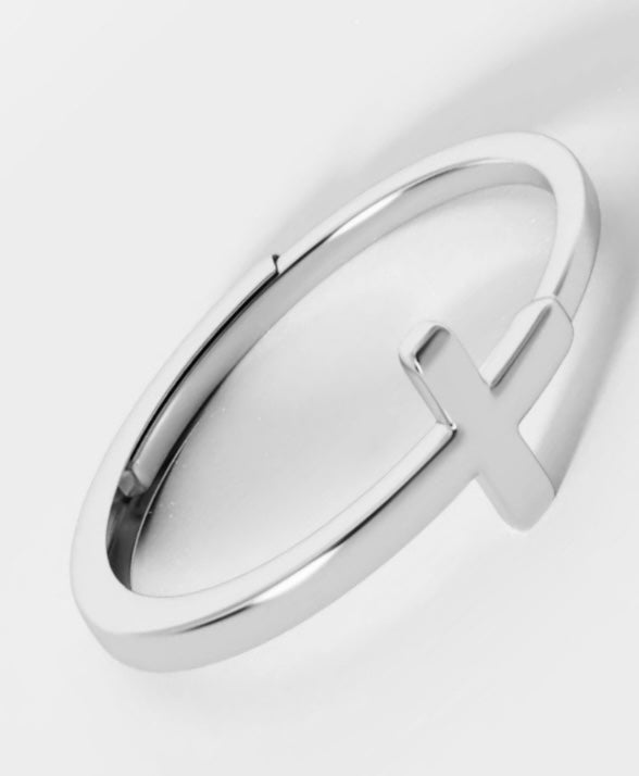 Sterling silver Adjustable Cross Ring